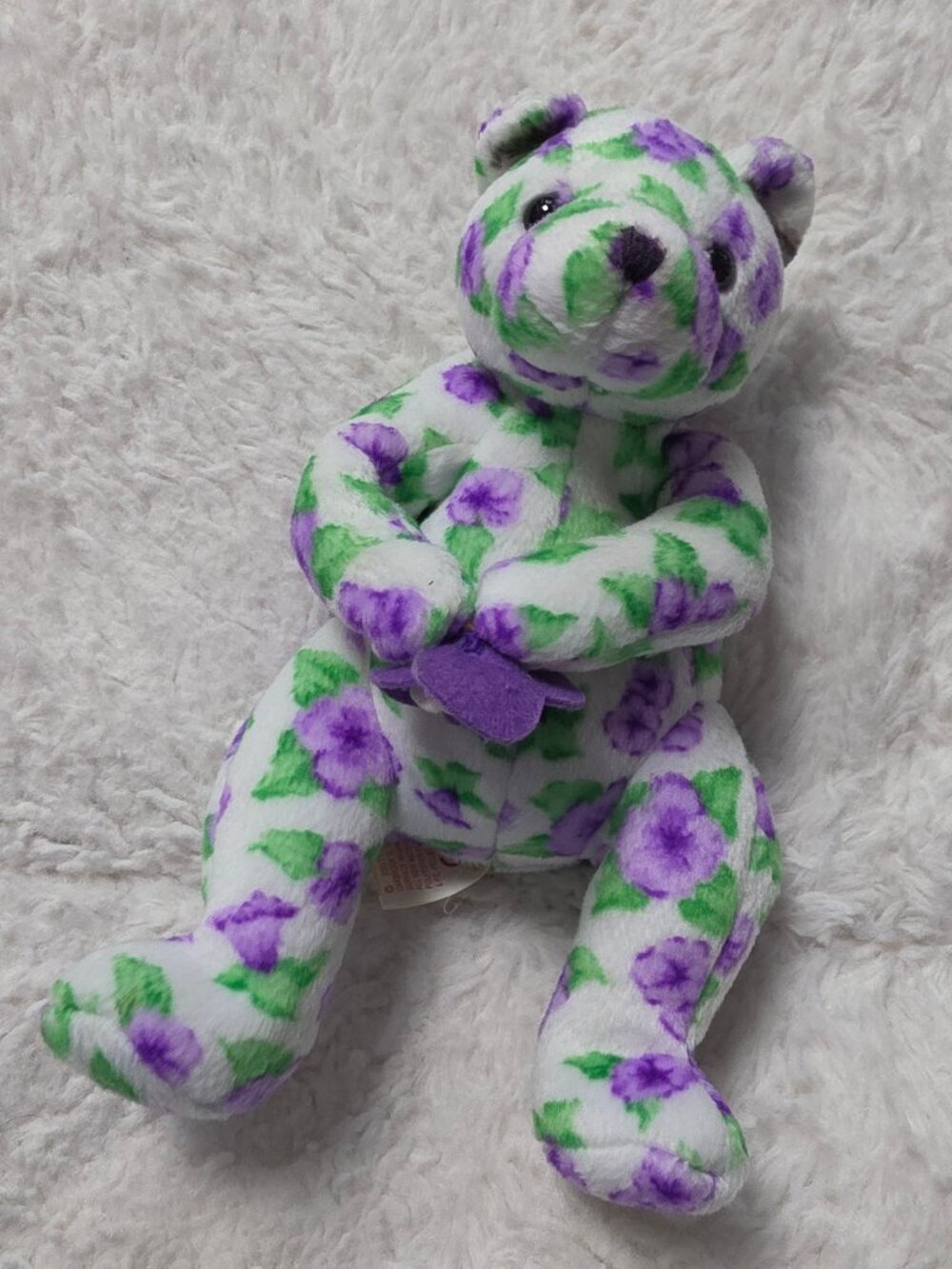 Vintage 2003 Ty Beanie Babies Corsage Teddy Bear Flower Pattern Stuffed Animal